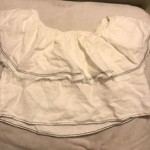 Zara women premium linen off-shoulder ruffle top